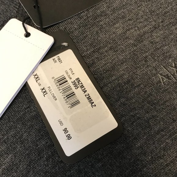 A|X Armani Exchange Men's Sweater Virgin Wool Grey Size 2XL 8NZM3A ZM8AZ NEW $90 - Picture 11 of 13